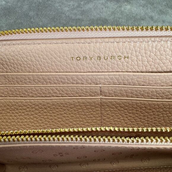 Tory Burch Metallic Gold Pink Full Zip Wallet - Picture 12 of 13